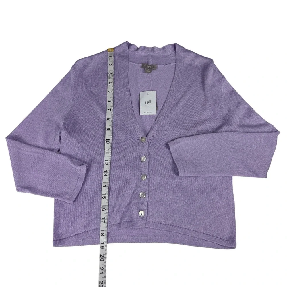 J. Jill Lily Purple Linen Blend V-Neck Button Front Cardigan Sweater Women S NEW